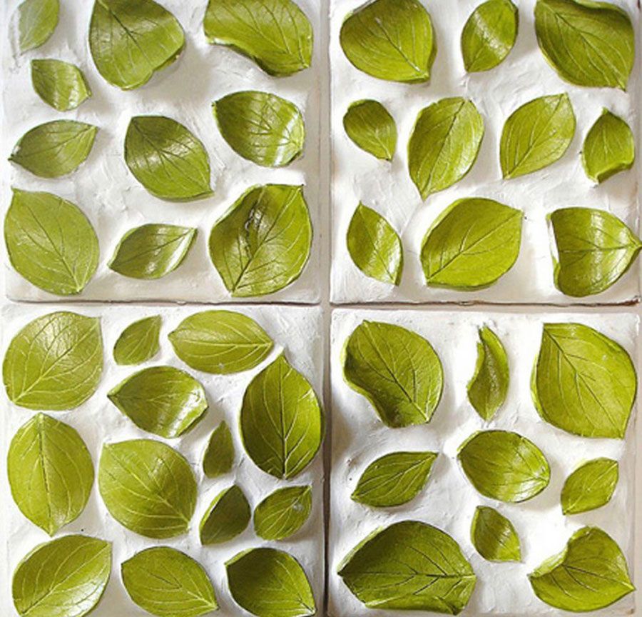 «Живая» керамическая плитка – 3D узор с изображением листьев от Kls Design