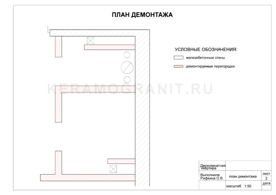 План демонтажа перегородок План демонтажа перегородок