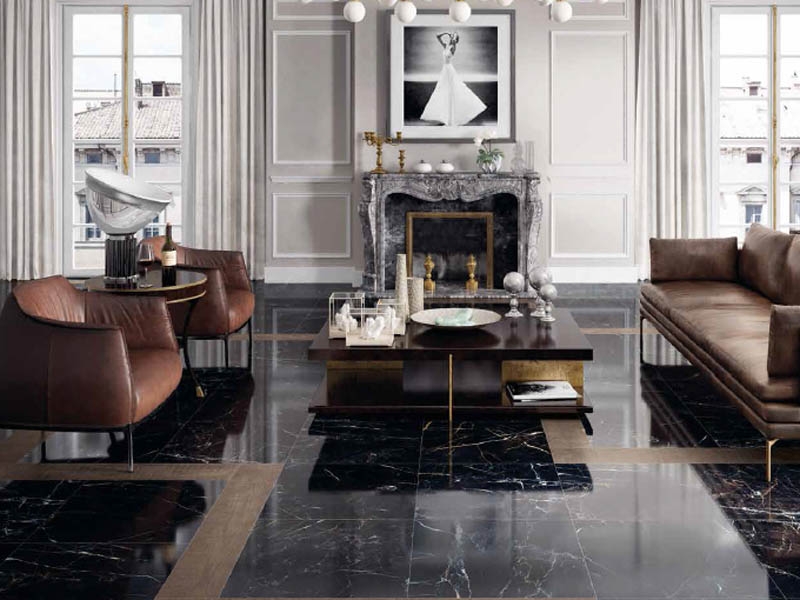 Напольная плитка с рисунком под черный мрамор Кеопе