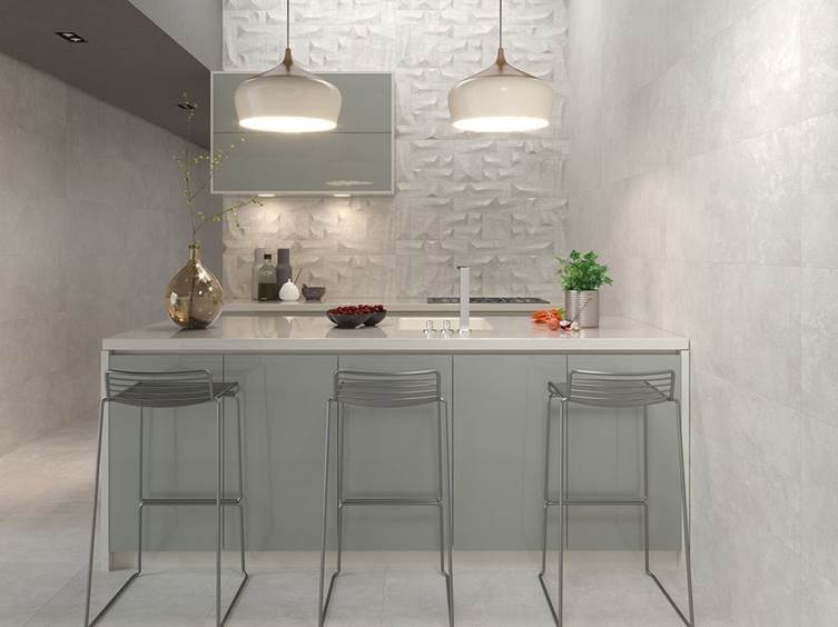 настенная 3д плитка для кухни в светлых тонах