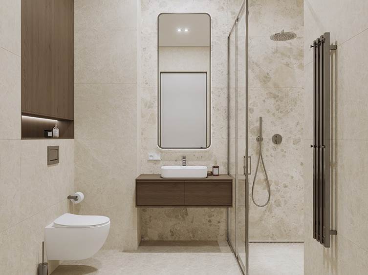 керамогранит для ванной в светлых оттенках