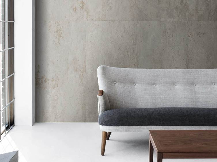 крупноформатный керамогранит для гостинной в стиле лофт