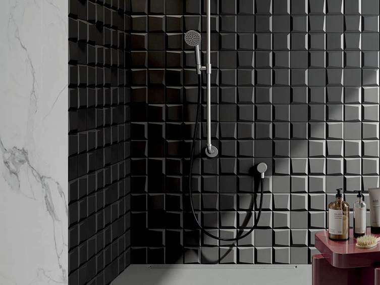 3д плитка для дома в ванную в темных тонах