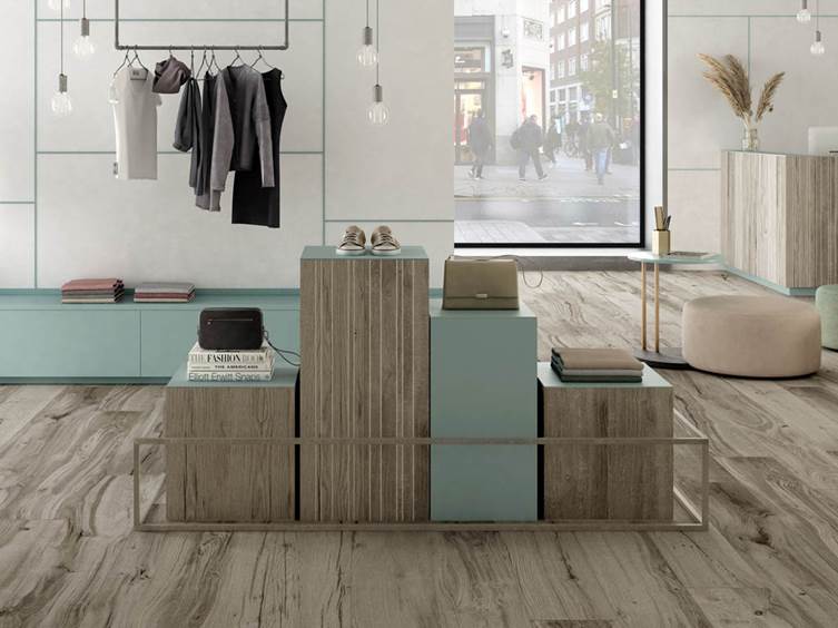 крупноформатная плитка под дерево для коммерции