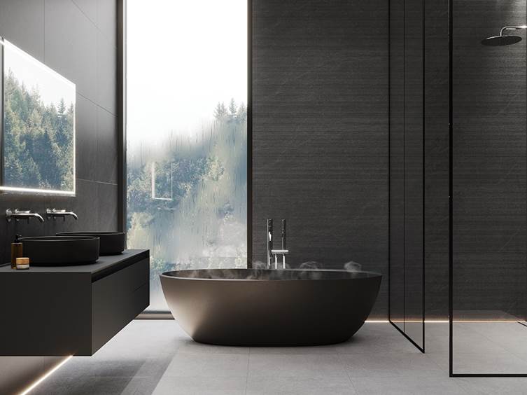 керамогранит черного цвета для ванной