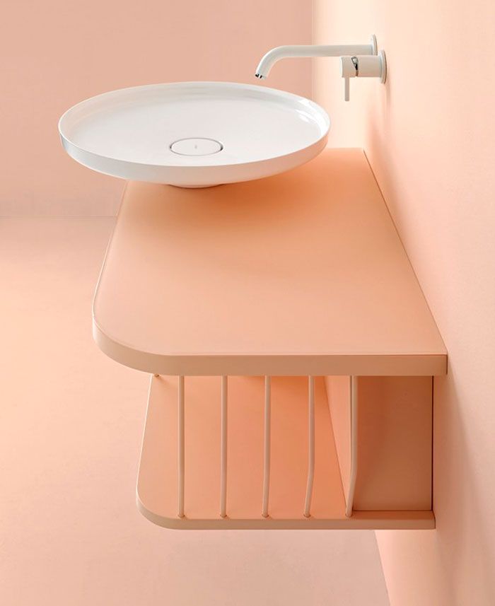 Нежная розовая тональность коллекции Bowl от Inbani создает изысканную и нежную атмосферу в ванной комнате.