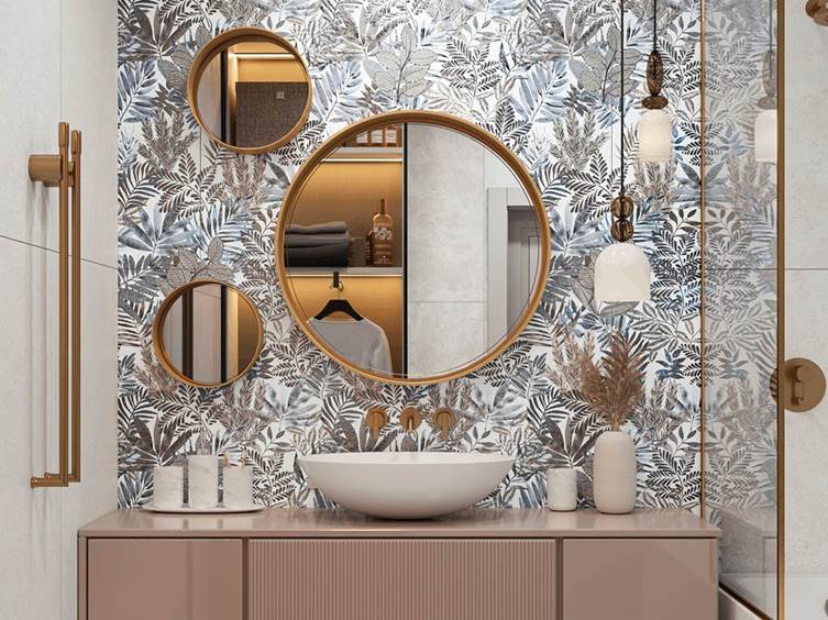 настенный керамогранит с ботаническим рисунком