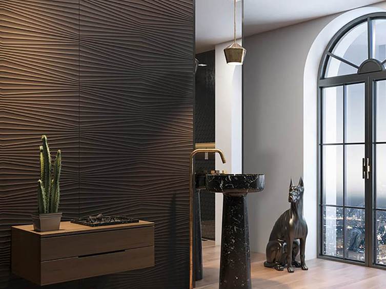 объемная плитка для дома в темных тонах