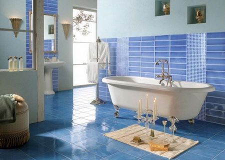 Сине-голубая ванная комната