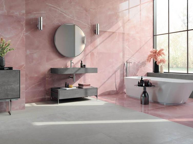 керамогранит в ярких оттенках для ванной