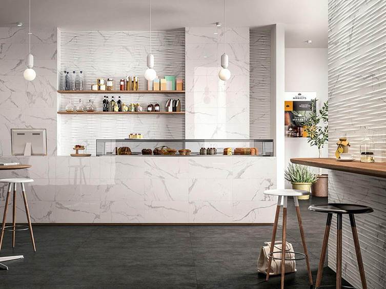 керамогранит под мрамор в светлых тонах