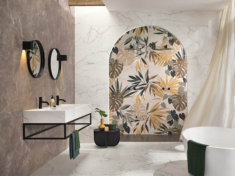 керамогранит с листьями для ванной