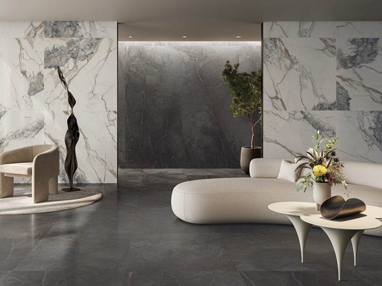керамогранит под мрамор в темных оттенках