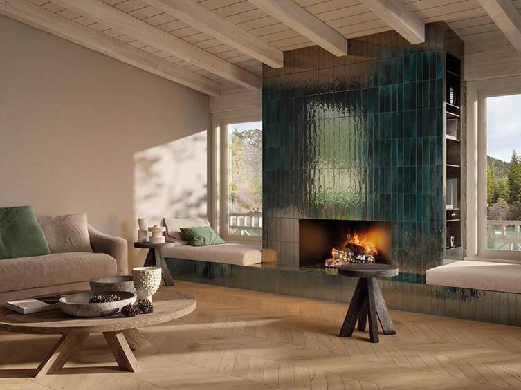 мелкоформатный керамогранит в гостиную