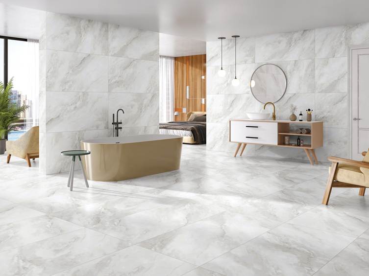 керамогранит под мрамор в светлых тонах