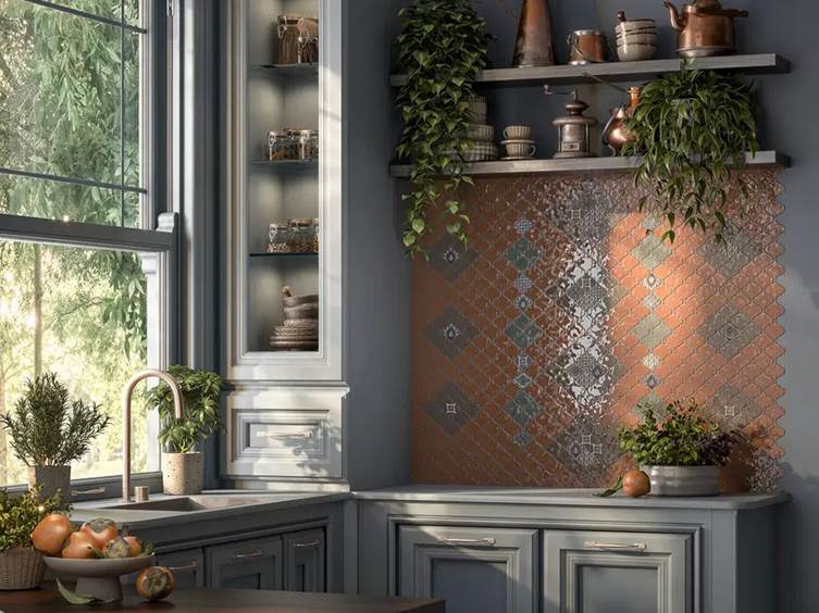глянцевая мозаика на фартук в марокканском стиле
