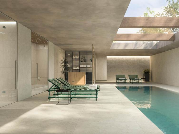 светлая плитка под камень для бассейна