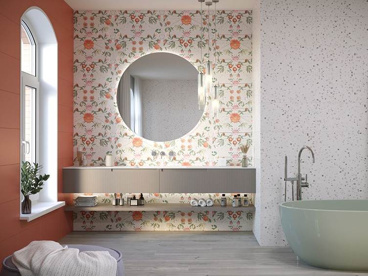 керамогранит терраццо в стиле ар деко для ванных комнат