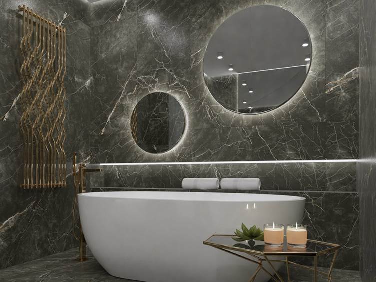 керамогранит в черных тонах в ванную