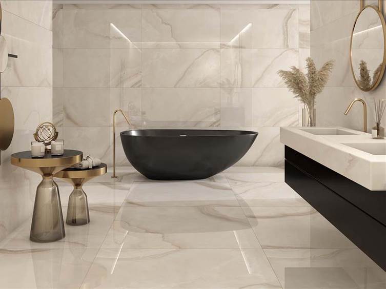 плитка под мрамор для ванной комнаты в светлых тонах