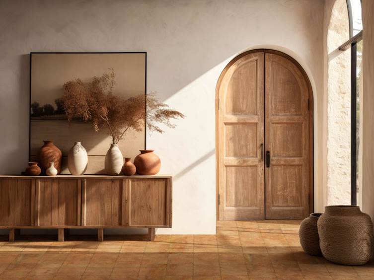 керамогранит в рустикальном стиле в теплых тонах для дома