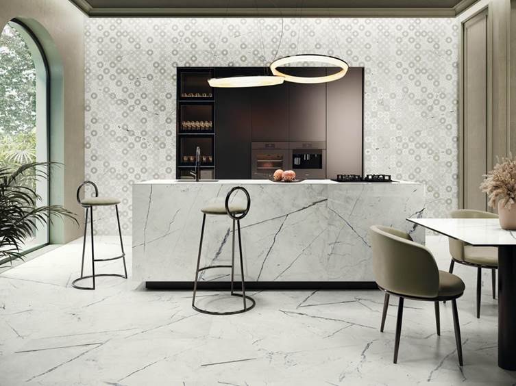 керамогранит для столешницы в светлых тонах под камень