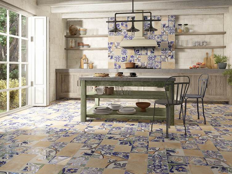 керамогранит на кухню с винтажным дизайном