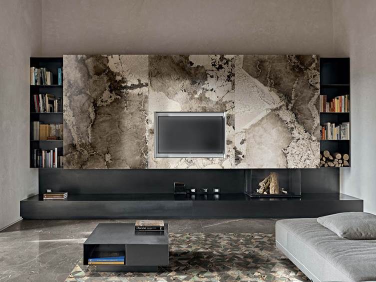 крупноформатный керамогранит в гостиную