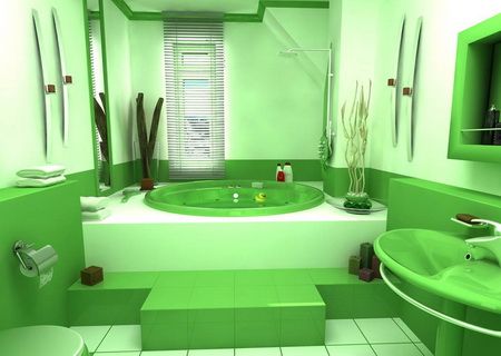 Проект зеленой ванной комнаты.
