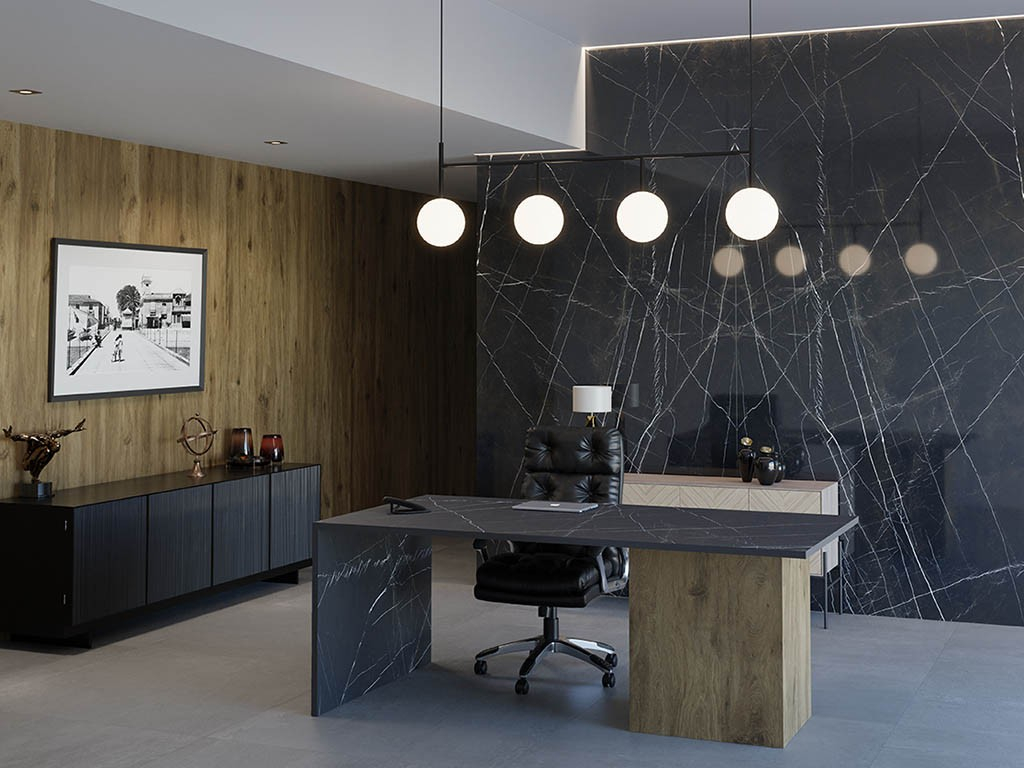 Керамогранит из коллекции Marquina Black от испанского производителя Ascale