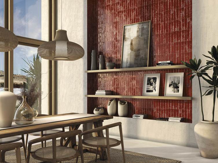 плитка на стену в красных оттенках