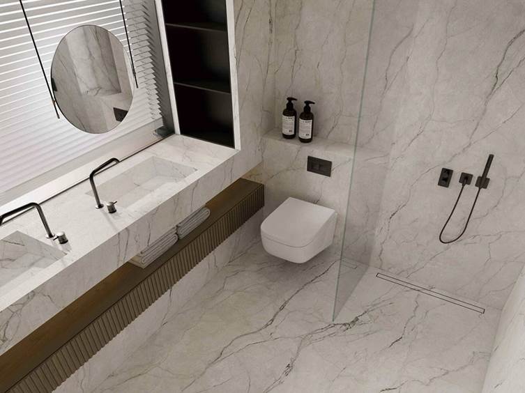 керамогранит под мрамор для маленькой ванной комнаты