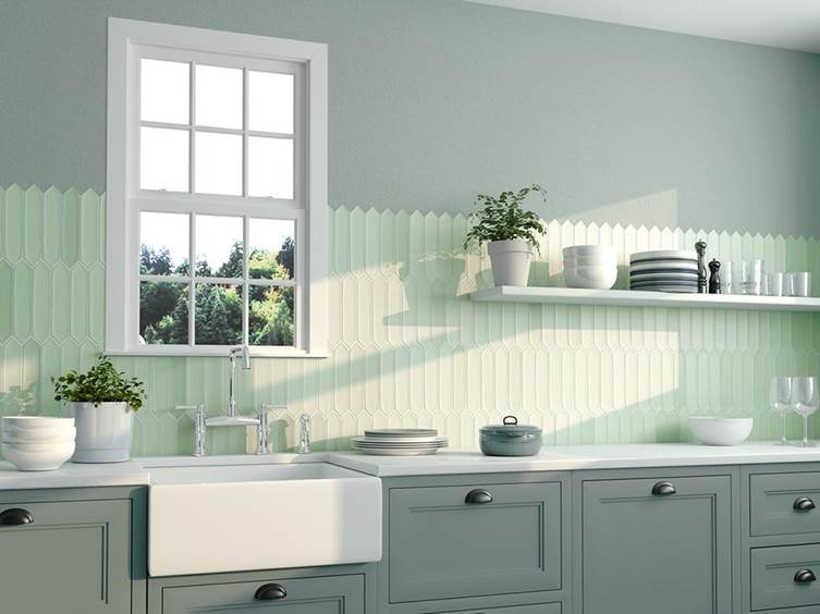 керамогранит для кухонного фартука в зеленом цвете