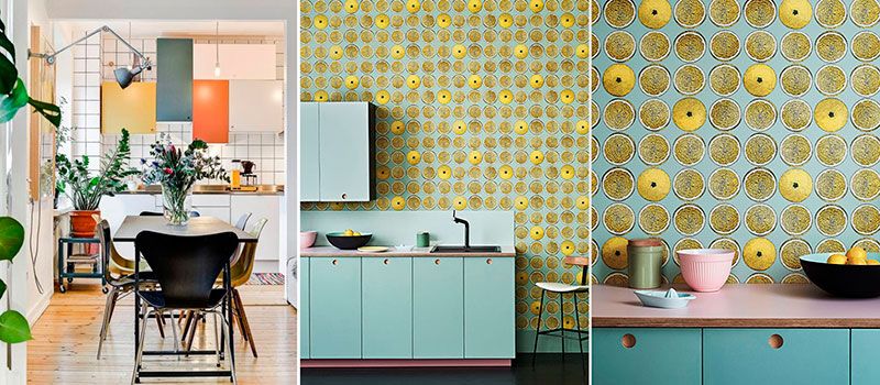 На фото кухни Vogue с цветными фасадными панелями