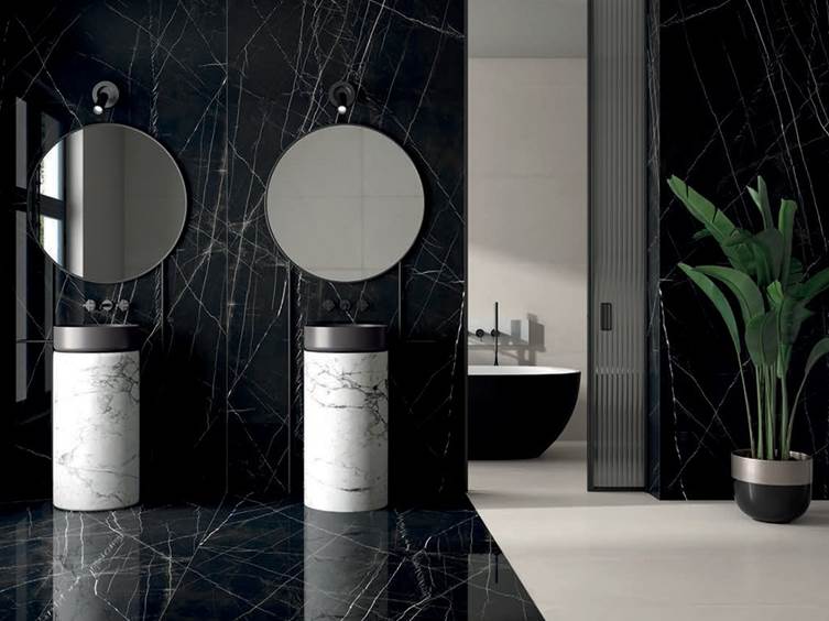 керамогранит под мрамор в темных тонах