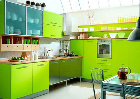 Зеленый интерьер кухни