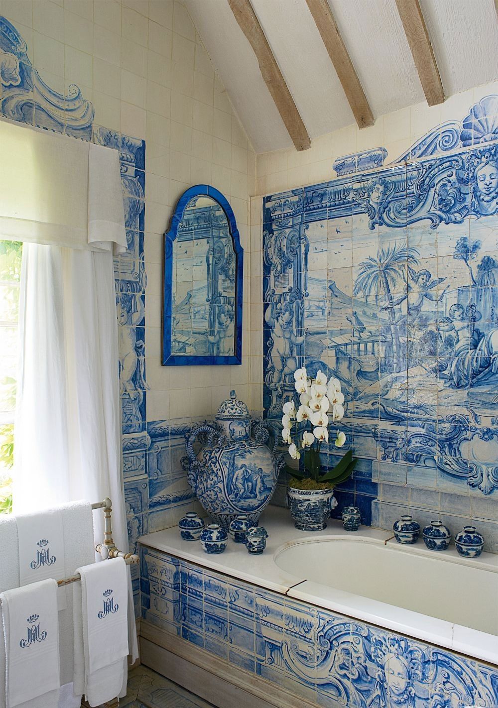 Росписи голландского фарфора на керамической плитке для ванной