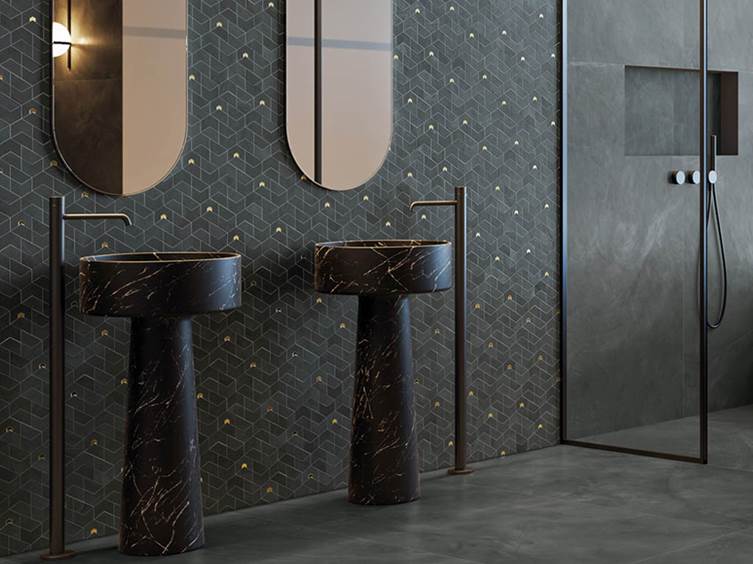 керамогранит в темных тонах для ванной комнаты