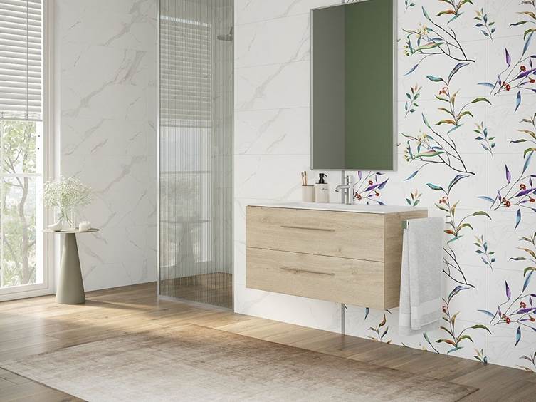 настенный керамогранит с цветами и листьями для дома