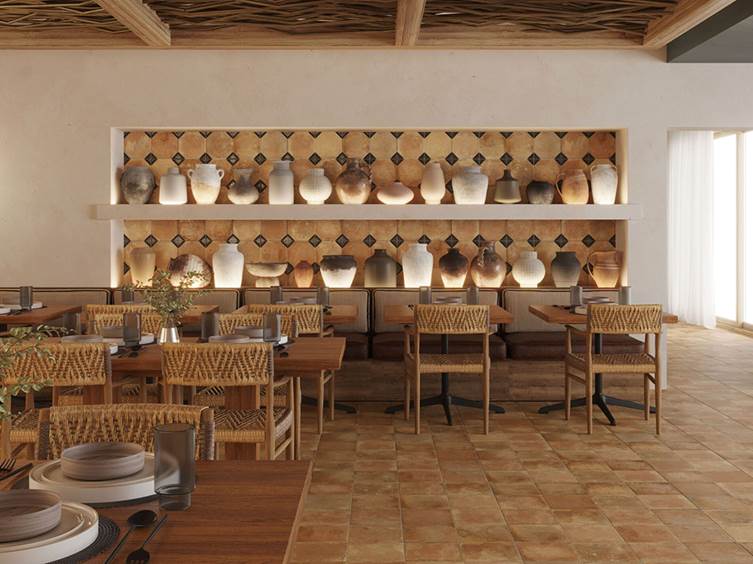 напольный керамогранит для коммерческих помещений в средиземноморском стиле