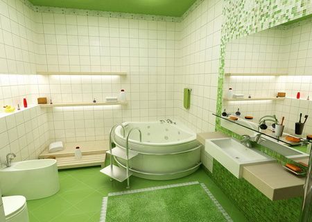 Ванная комната в светло-зеленном стиле