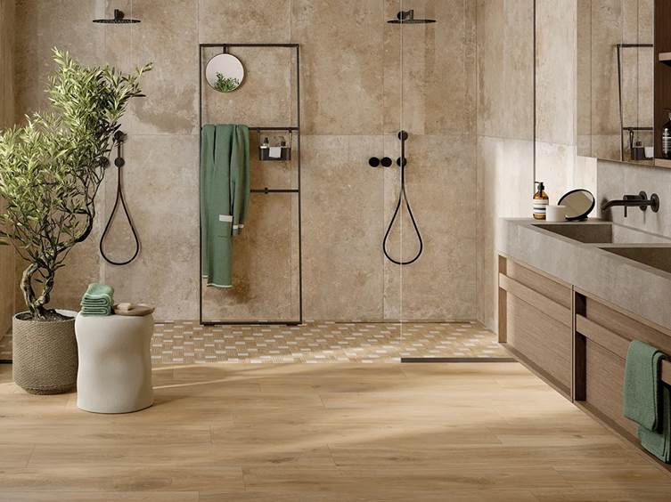 керамогранит в рустикальном стиле для ванной комнаты