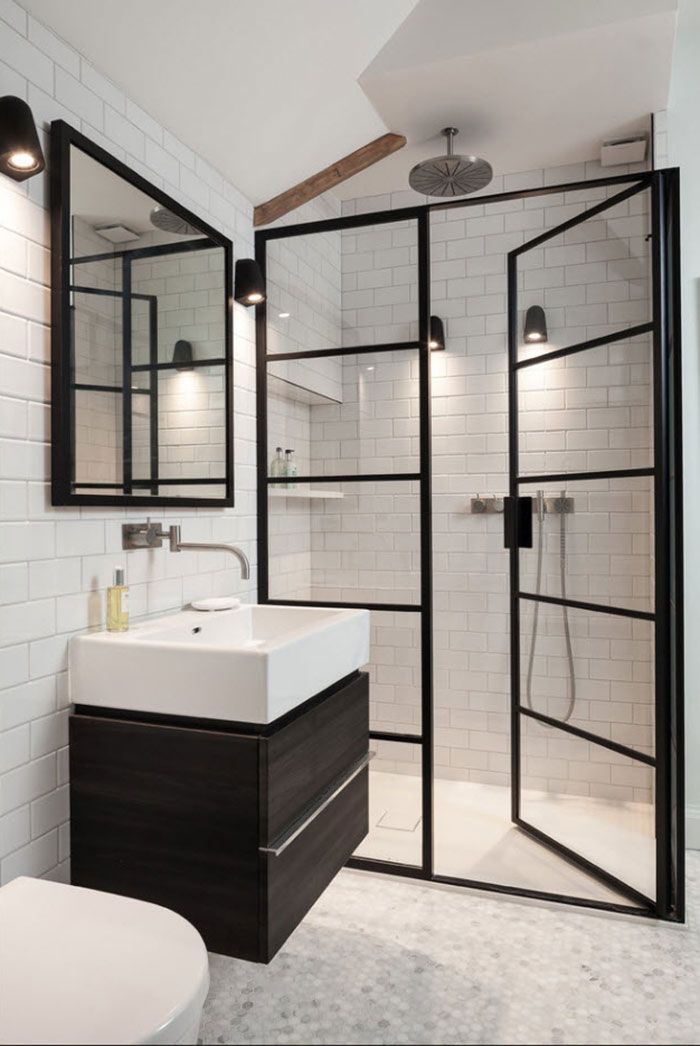 Элегантная ванная комната с зонированием душевой
