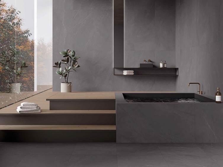 керамогранит больших форматов под камень для ванной комнаты