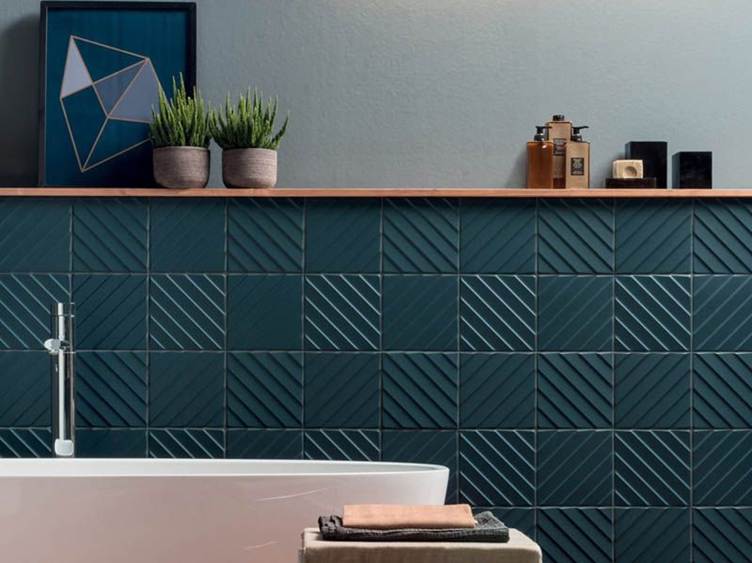 фактурная плитка Deep Blue для ванной комнаты из коллекции 4D