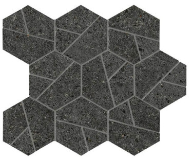 фото Мозаика Boost Stone Tarmac Mosaico Hex (A7C2) 25x28.5  черный цвет, классический, лофт, современный, средиземноморский стиль от Atlas Concorde (Италия)