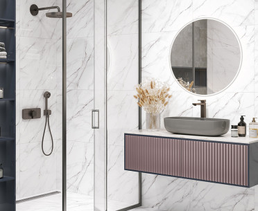 Плитка NEO CALACATTA от Alma Ceramica (Россия) в интерьере, стиль: классический