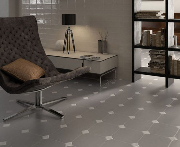 Плитка OCTAGON от Equipe Ceramicas (Испания) в интерьере, стиль: классический, ретро, черно-белый