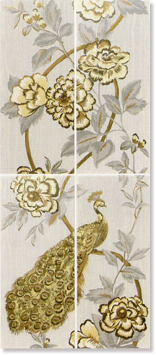 фото Панно COMP.4PZ VIV.ARG/ORO PAVONE 50x120 от Vallelunga Ceramica (Италия)
