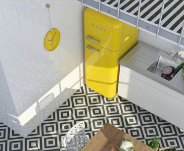 Плитка MAORI от Vives Ceramica (Испания) в интерьере, стиль: современный, черно-белый